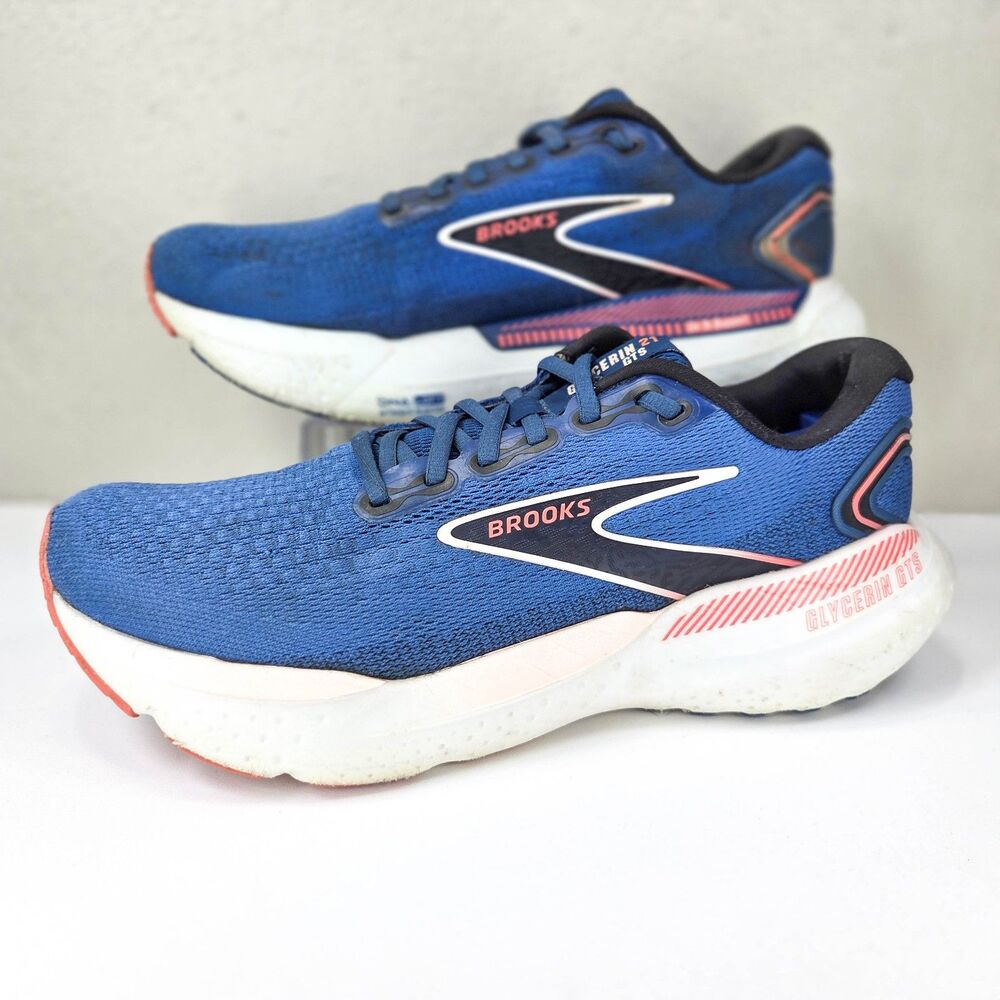 Brooks Glycerin GTS 21 Blue Icy Pink Running Shoes 1204091B496 Women's Sz 10